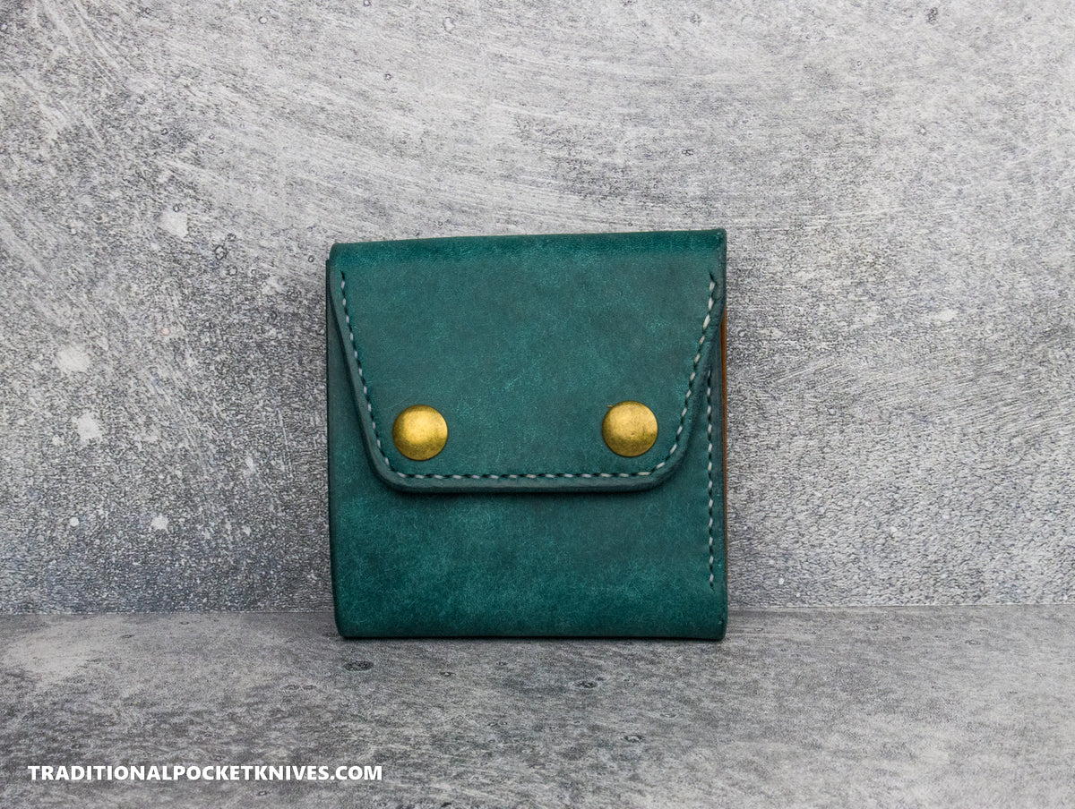 Sage Grouse Leather Cutler&#39;s Wallet &quot;Turquoise Pueblo/Whiskey Buttero&quot;