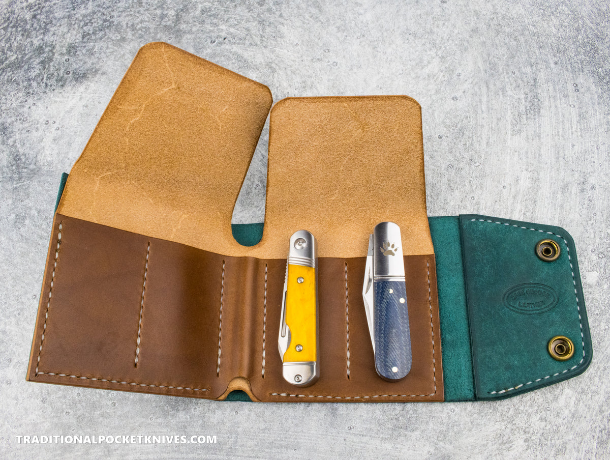 Sage Grouse Leather Cutler&#39;s Wallet &quot;Turquoise Pueblo/Whiskey Buttero&quot;