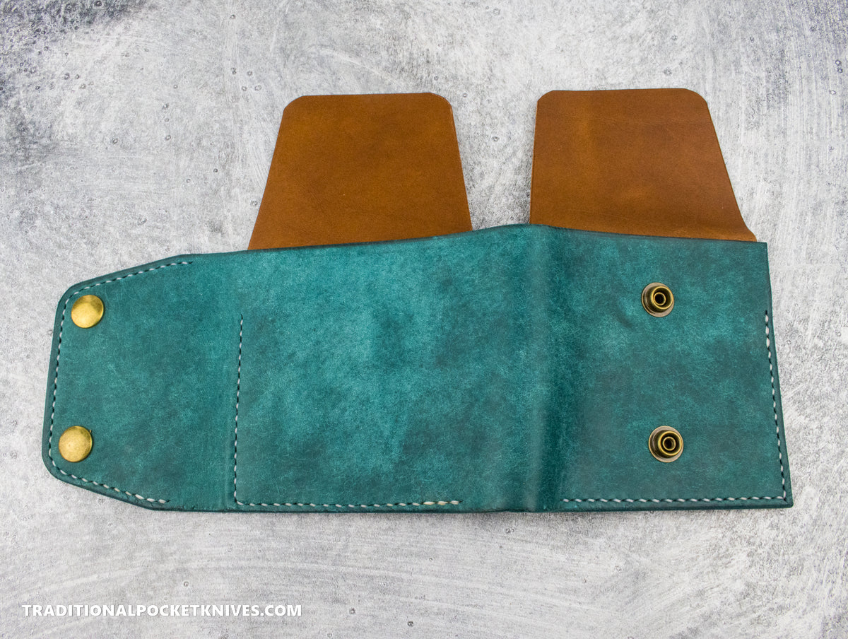 Sage Grouse Leather Cutler&#39;s Wallet &quot;Turquoise Pueblo/Whiskey Buttero&quot;