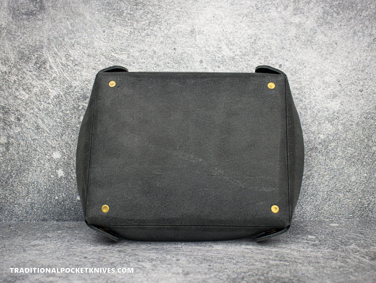 Sage Grouse Leather RIATA Packable Tooled Leather Catch-All Tray Black Skulls