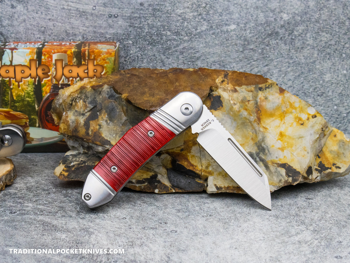 Sugar Maple Jack: Red Sawcut Bone - Modified Sheepsfoot 154CM