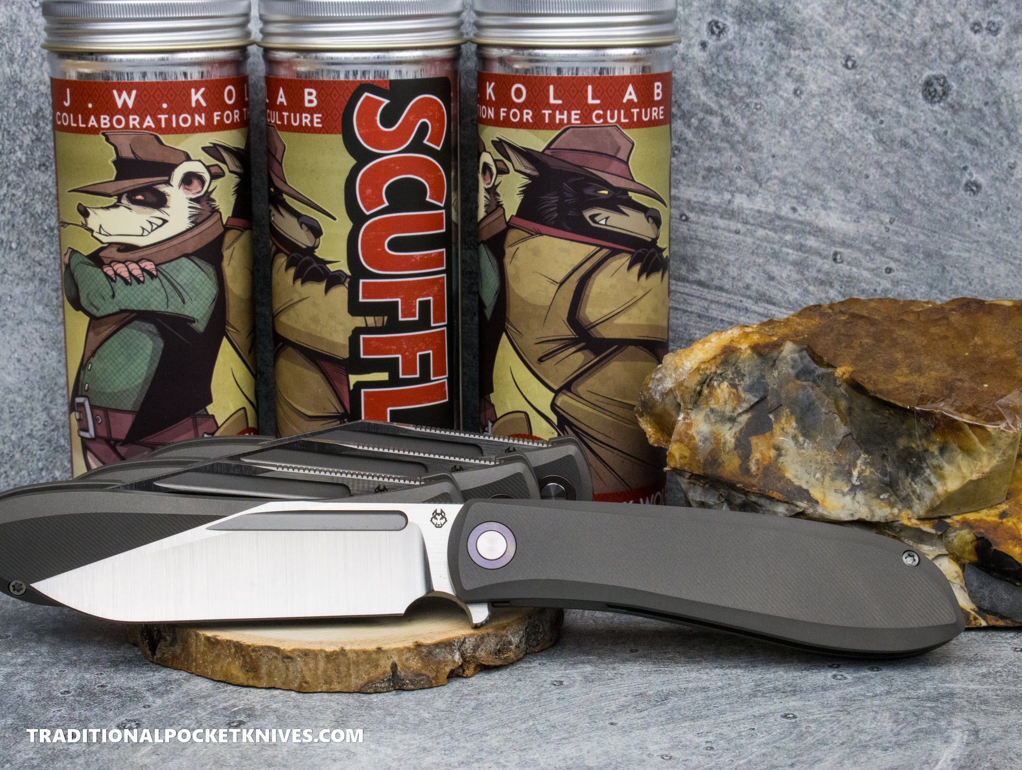 Jack Wolf Knives Scuffle Titanium Micro Milled - J.W. Kollab