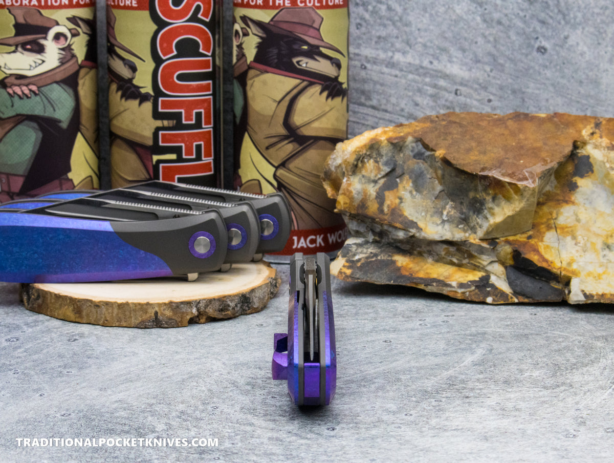 Jack Wolf Knives Scuffle Blurple Crystalized Titanium - J.W. Kollab Series
