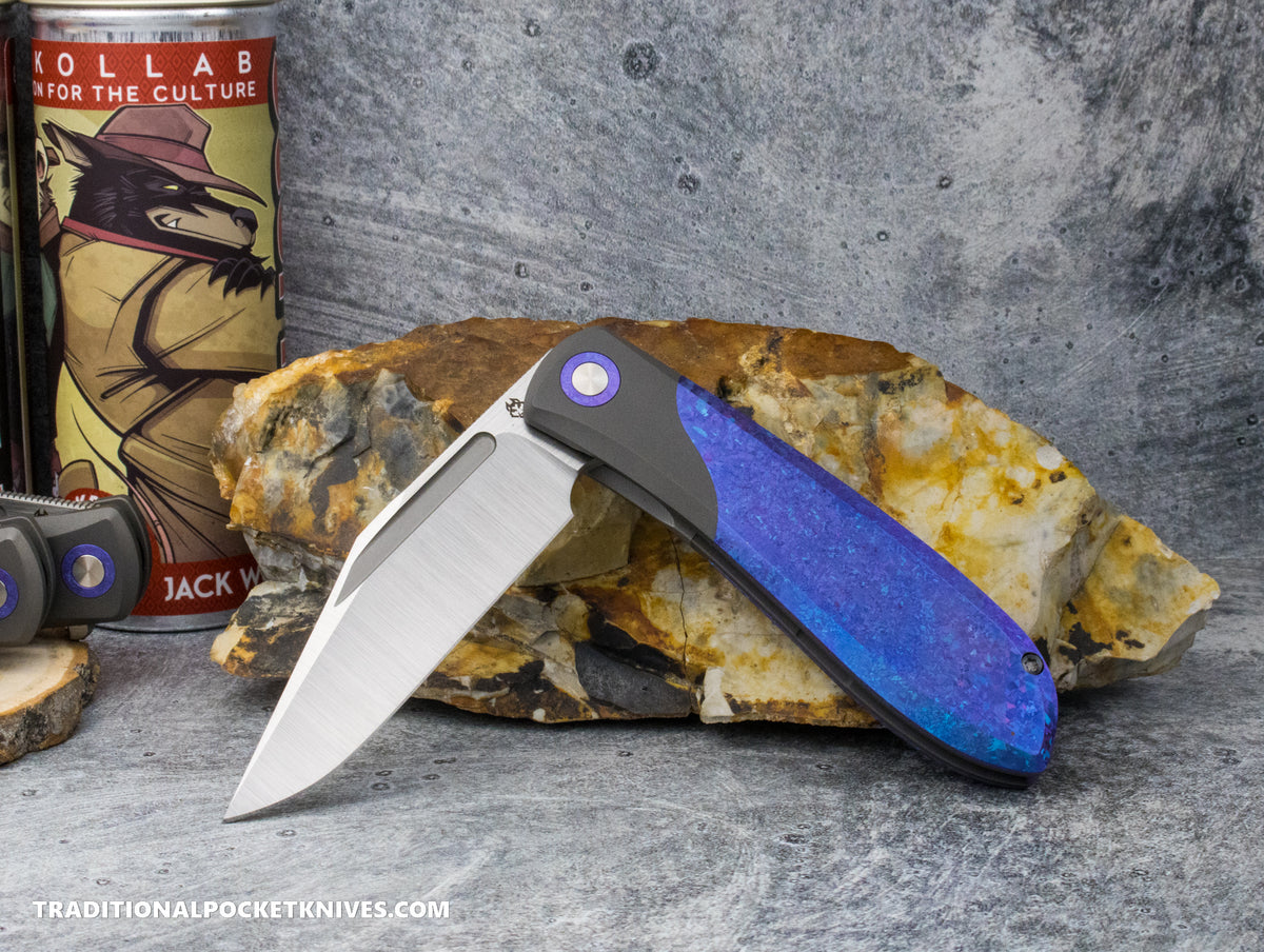 Jack Wolf Knives Scuffle Blurple Crystalized Titanium - J.W. Kollab Series