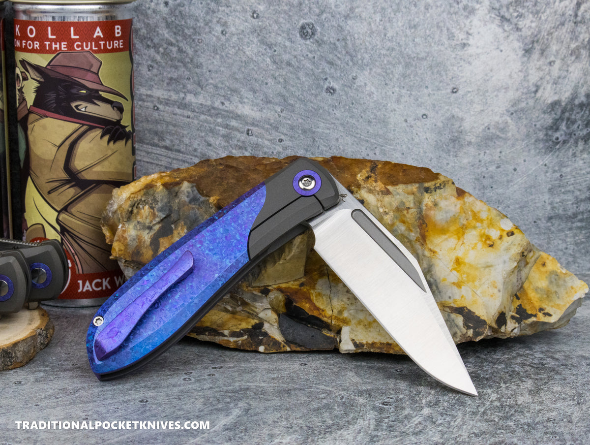 Jack Wolf Knives Scuffle Blurple Crystalized Titanium - J.W. Kollab Series