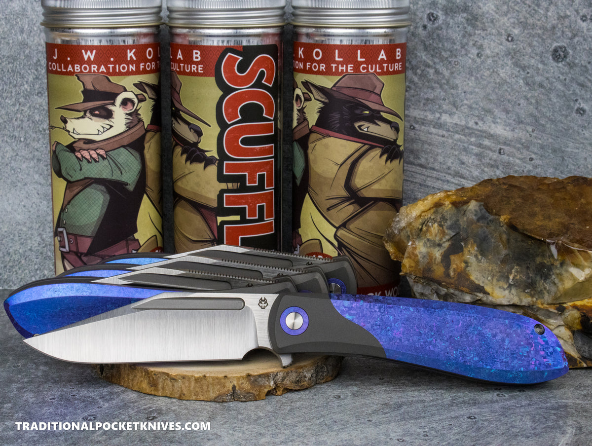 Jack Wolf Knives Scuffle Blurple Crystalized Titanium - J.W. Kollab Series