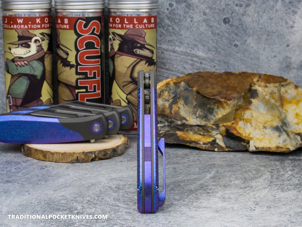 Jack Wolf Knives Scuffle Blurple Crystalized Titanium - J.W. Kollab Series