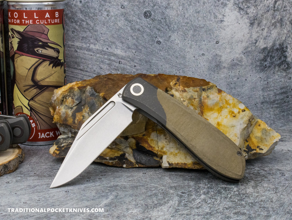 Jack Wolf Knives Scuffle Green Linen Micarta - J.W. Kollab Series