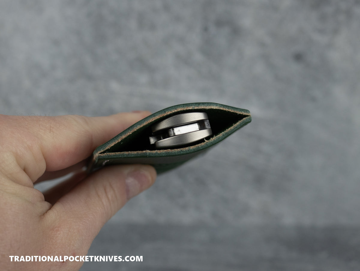 C. Risner Cutlery Logo Leather Knife Slip Small - Forest Green