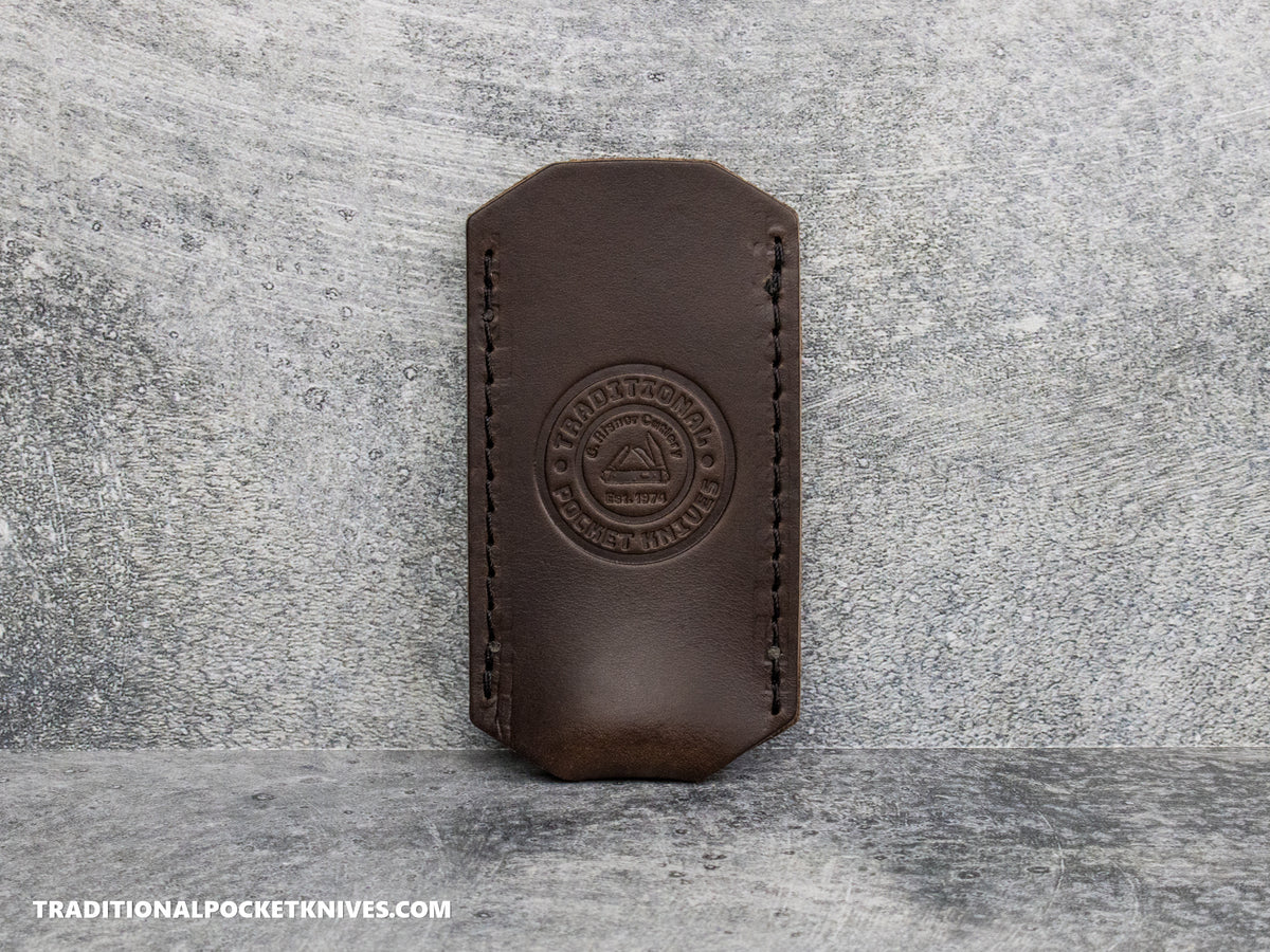 C. Risner Cutlery Premium Logo Leather Knife Slip Small - Chocolate Fudge Buttero