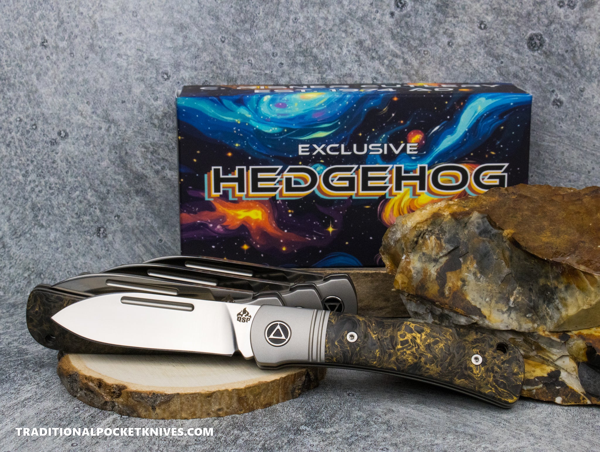 エスタシオン　sec QSP Exclusive Hedgehog Knife QS142SP: Fat Carbon Dark Matter Gold