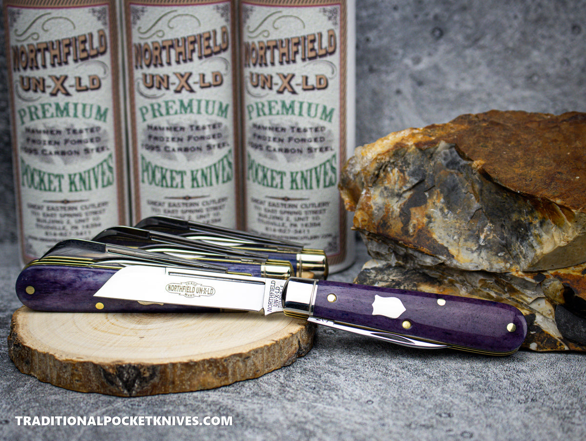 Great Eastern Cutlery #143223 Northfield UNXLD Purple Phlox Smooth Bone