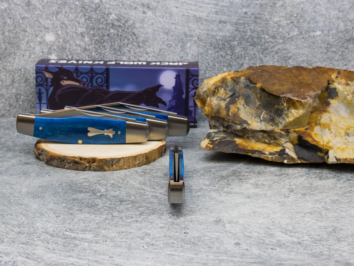 Jack Wolf Knives Gateway Stockman Smooth Blue Bone - Gateway Series