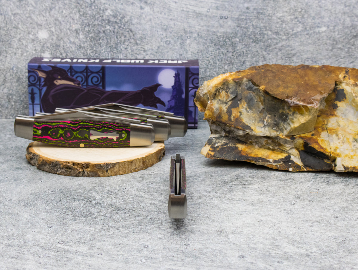 Jack Wolf Knives Gateway Stockman CamoCarbon Watermelon Sugar - Gateway Series