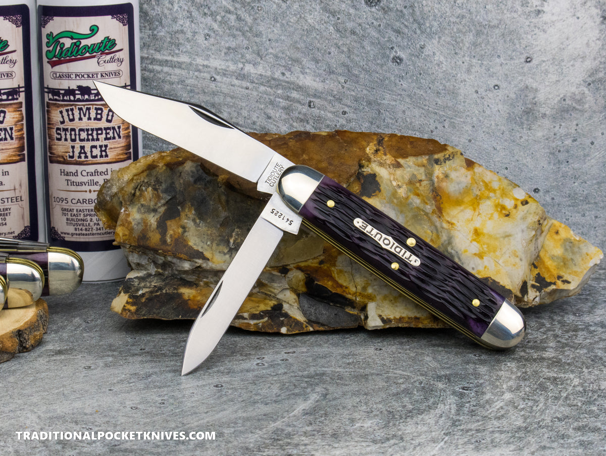Great Eastern Cutlery #541225 Tidioute Cutlery Jumbo Stockpen Jack Purple Sage Jigged Bone