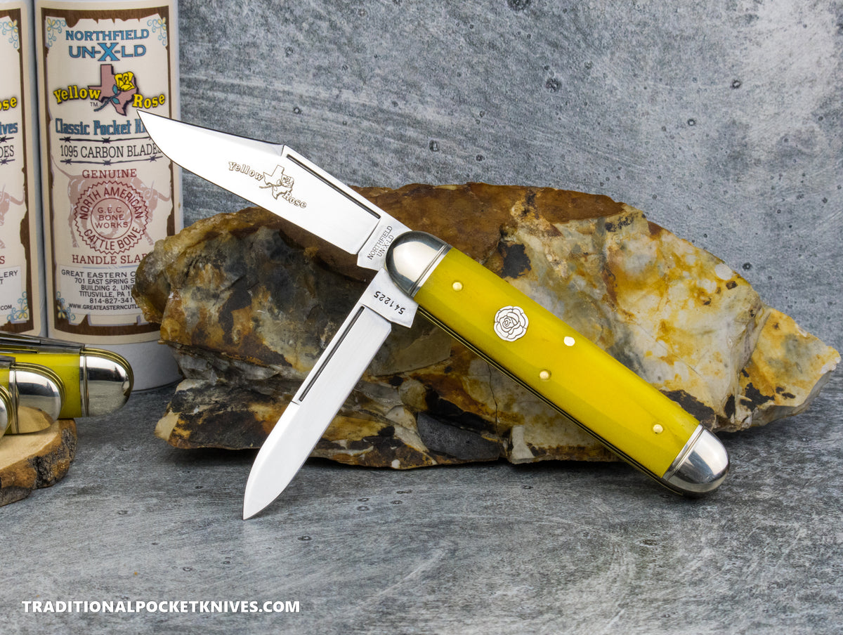 Great Eastern Cutlery #541225 Northfield UNXLD Jumbo Stockpen Jack Smooth Yellow Rose Bone
