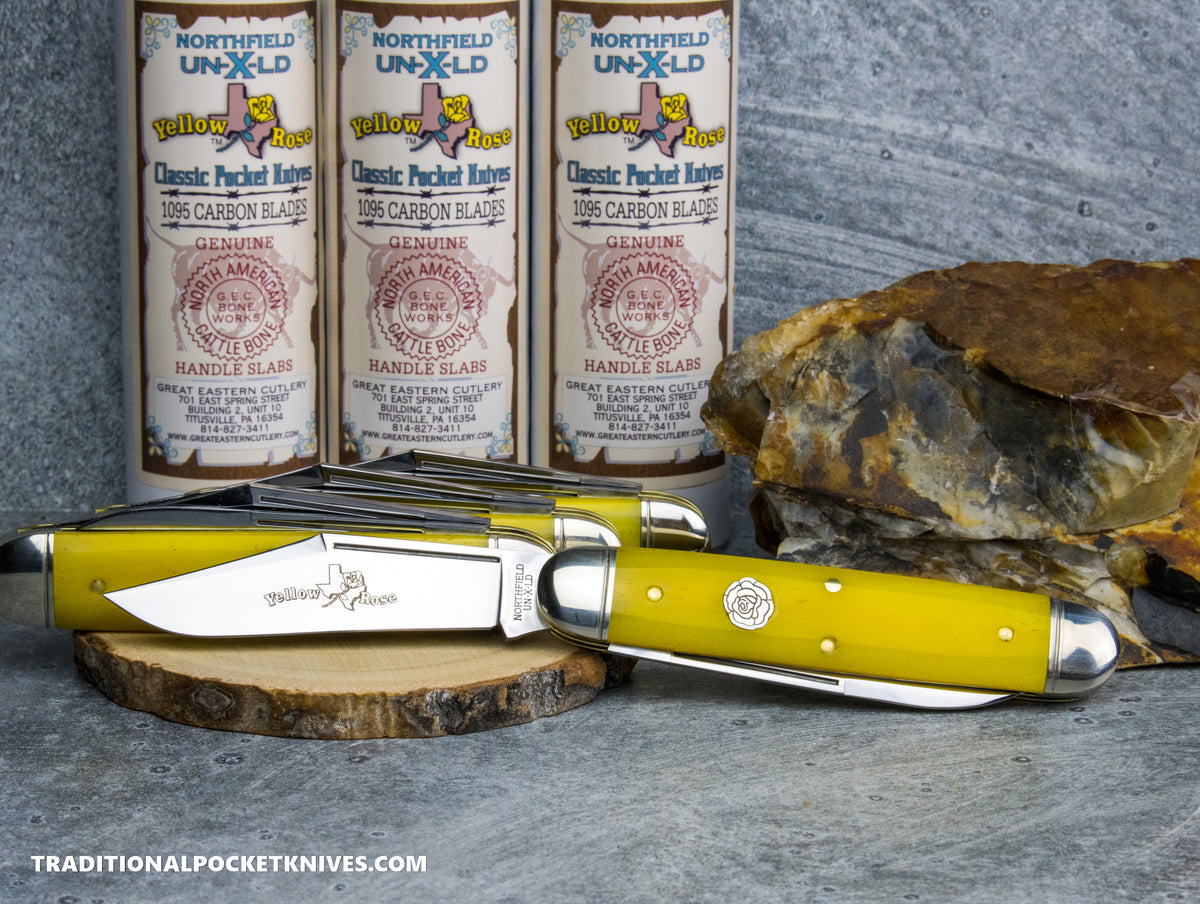 Great Eastern Cutlery #541225 Northfield UNXLD Jumbo Stockpen Jack Smooth Yellow Rose Bone