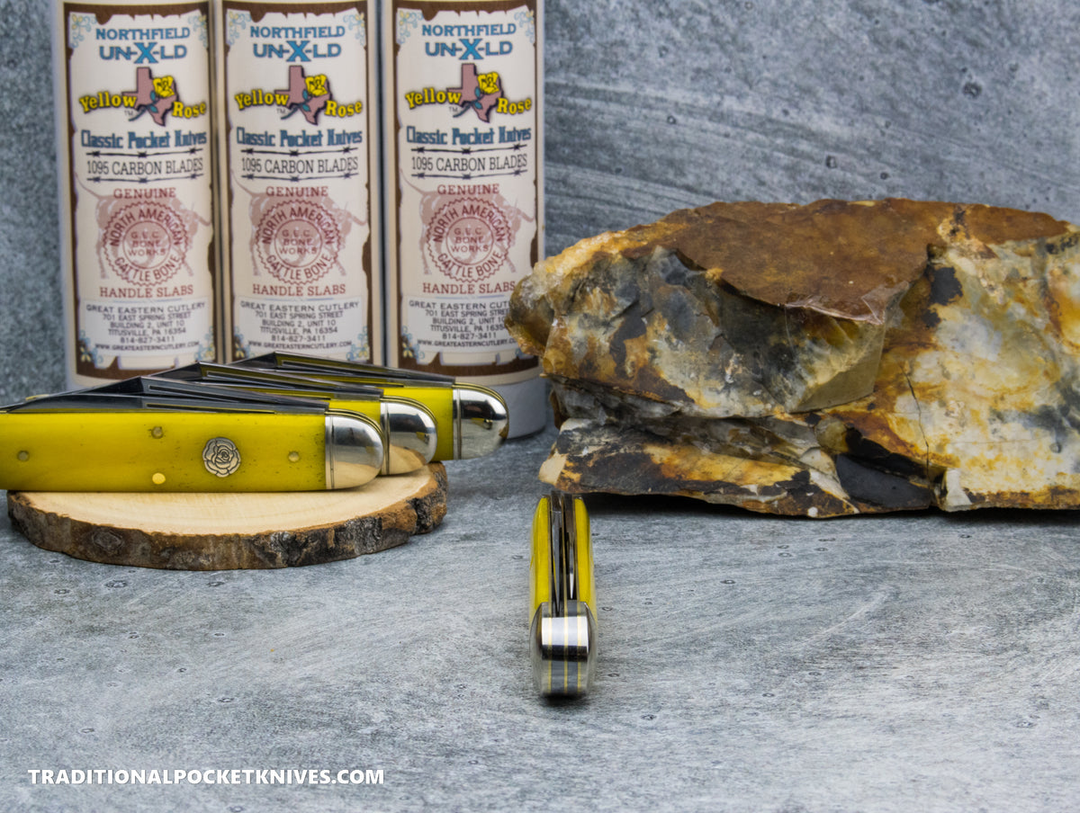 Great Eastern Cutlery #541225 Northfield UNXLD Jumbo Stockpen Jack Smooth Yellow Rose Bone