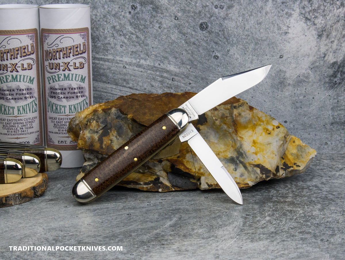 Great Eastern Cutlery #541225 Northfield UNXLD Jumbo Stockpen Jack Brown Burlap Micarta