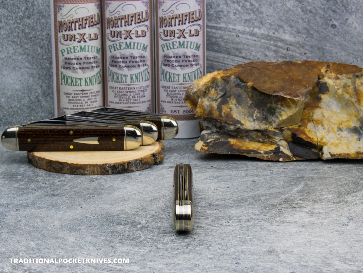 Great Eastern Cutlery #541225 Northfield UNXLD Jumbo Stockpen Jack Brown Burlap Micarta