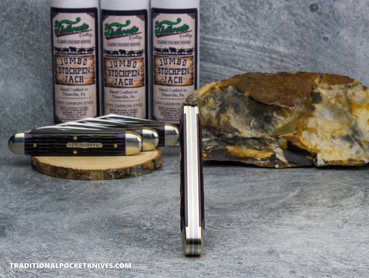 Great Eastern Cutlery #541225 Tidioute Cutlery Jumbo Stockpen Jack Purple Sage Jigged Bone