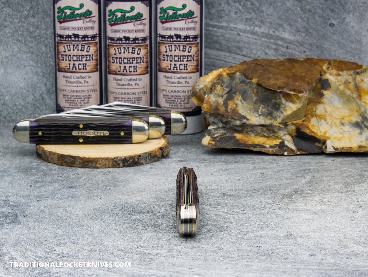 Great Eastern Cutlery #541225 Tidioute Cutlery Jumbo Stockpen Jack Purple Sage Jigged Bone