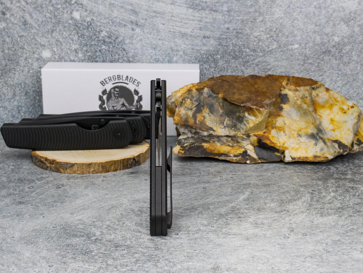 BergBlades Sweeney V2 - PVD Stonewashed Swirl Textured Titanium - Magnacut Tumbled PVD