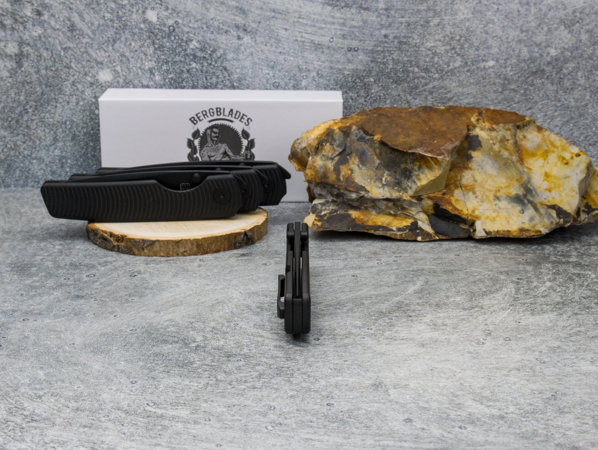 BergBlades Sweeney V2 - PVD Stonewashed Swirl Textured Titanium - Magnacut Tumbled PVD