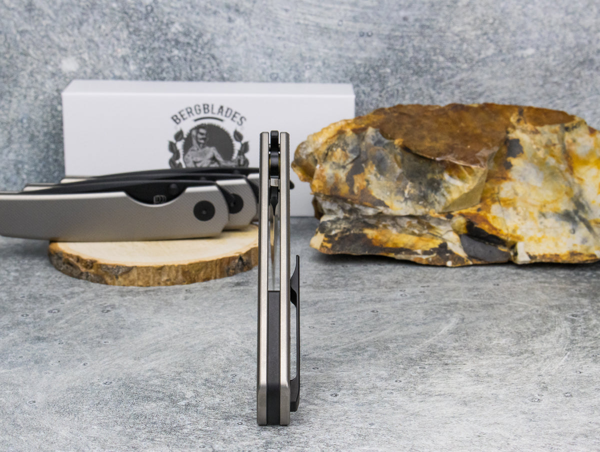 BergBlades Sweeney V2 - Light Sandblast and Stonewashed Diamond Textured Titanium - Magnacut PVD