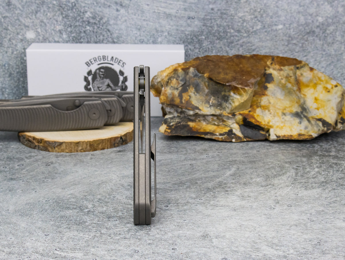 BergBlades Sweeney V2 - Dark Stonewashed Swirl Textured Titanium - Magnacut Dark Stonewashed