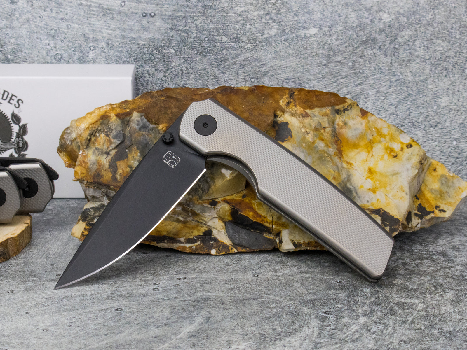 BergBlades Sweeney V2 - Light Sandblast and Stonewashed Diamond Textured Titanium - Magnacut PVD