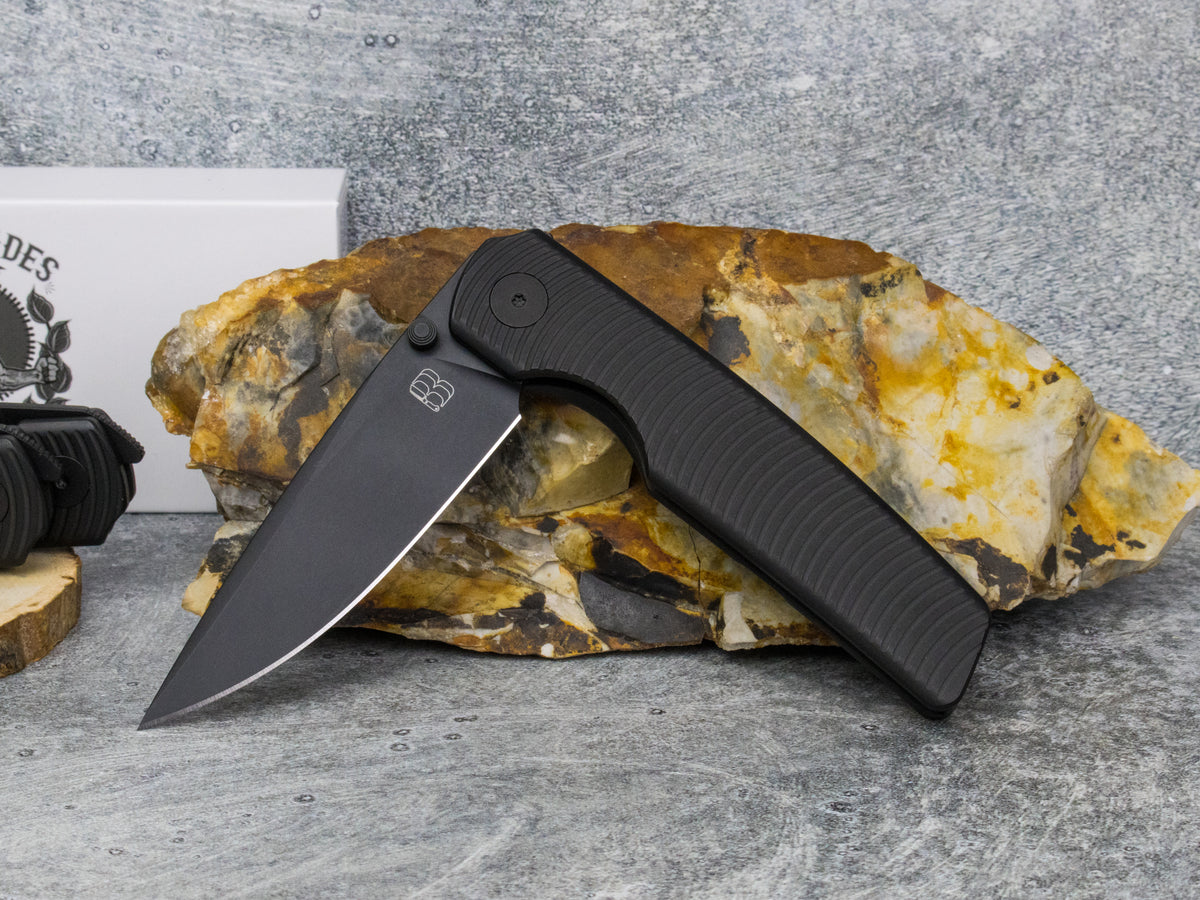 BergBlades Sweeney V2 - PVD Stonewashed Swirl Textured Titanium - Magnacut Tumbled PVD