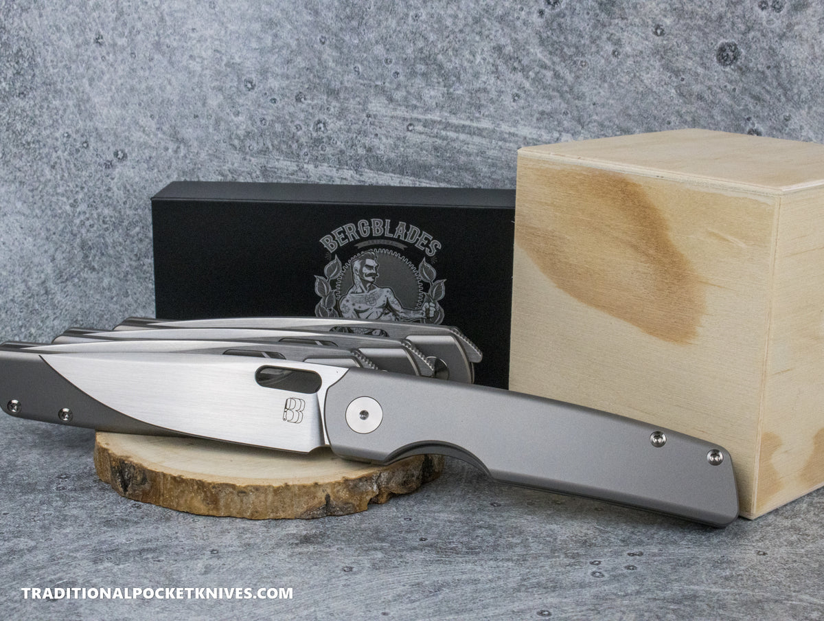 BergBlades Sweeney Full Bead Blast Titanium Hand Satin