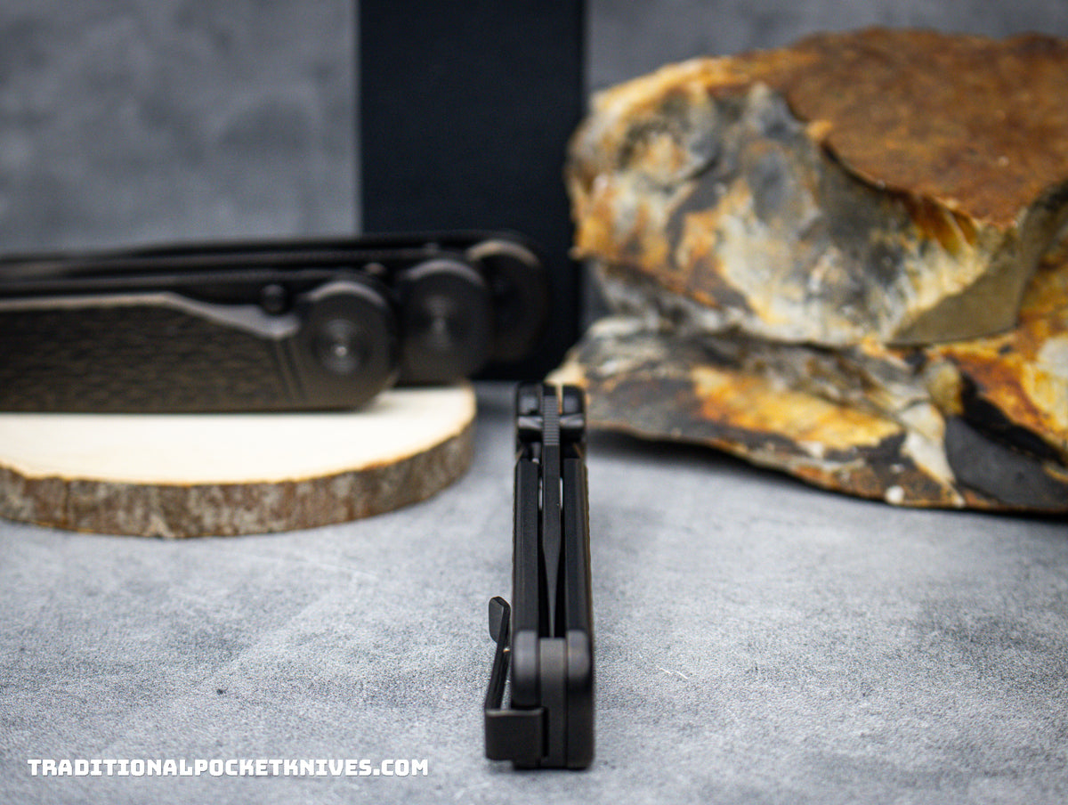 Tactile Knife Co. Exclusive Rockwall Thumbstud Black Jigged Titanium Magnacut DLC