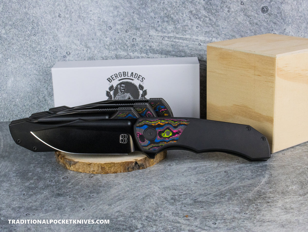 BergBlades Tick : DLC Titanium CamoCarbon 80s Inlay : Polished/Tumbled Bright DLC S90V