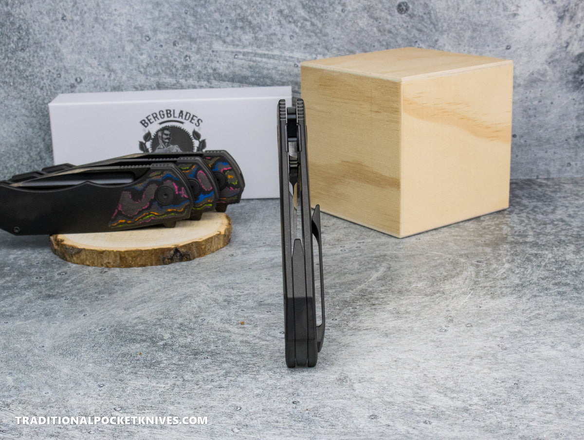 BergBlades Tick : DLC Titanium CamoCarbon 80s Inlay : Polished/Tumbled Bright DLC S90V