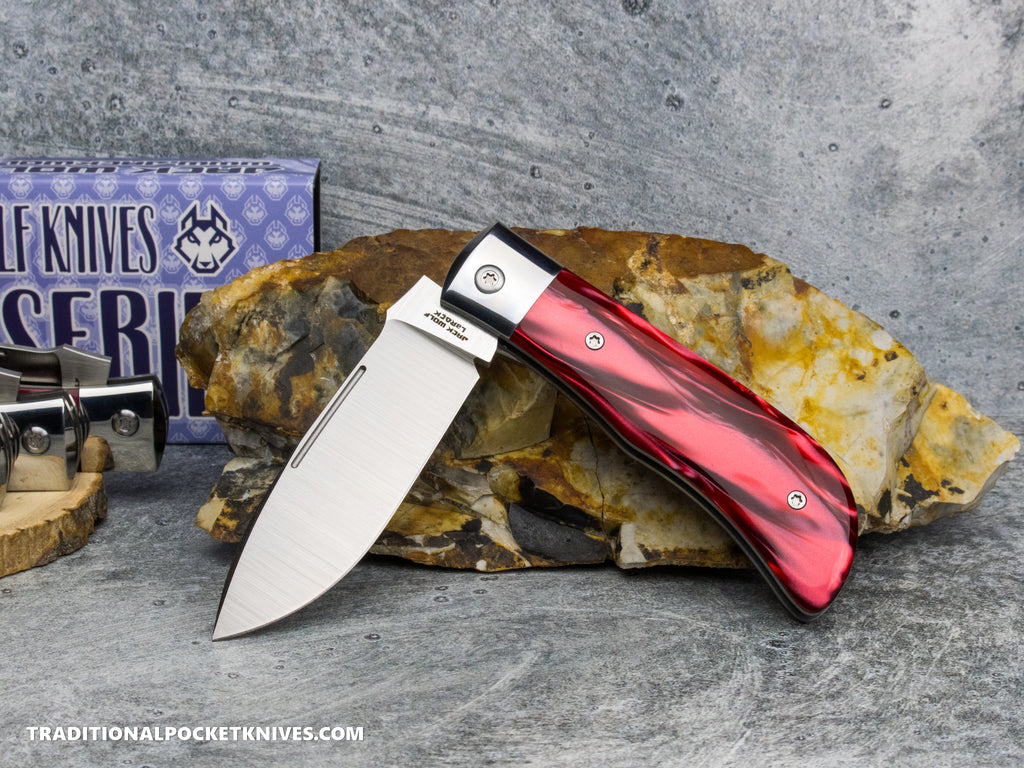 Jack Wolf Knives Timber Jack Kirinite Red Pearl Acrylic - Steel