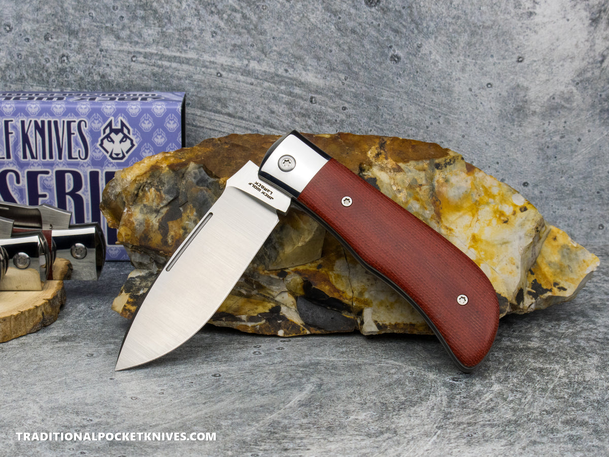 Jack Wolf Knives Timber Jack Fire Canvas Micarta - Steel Series
