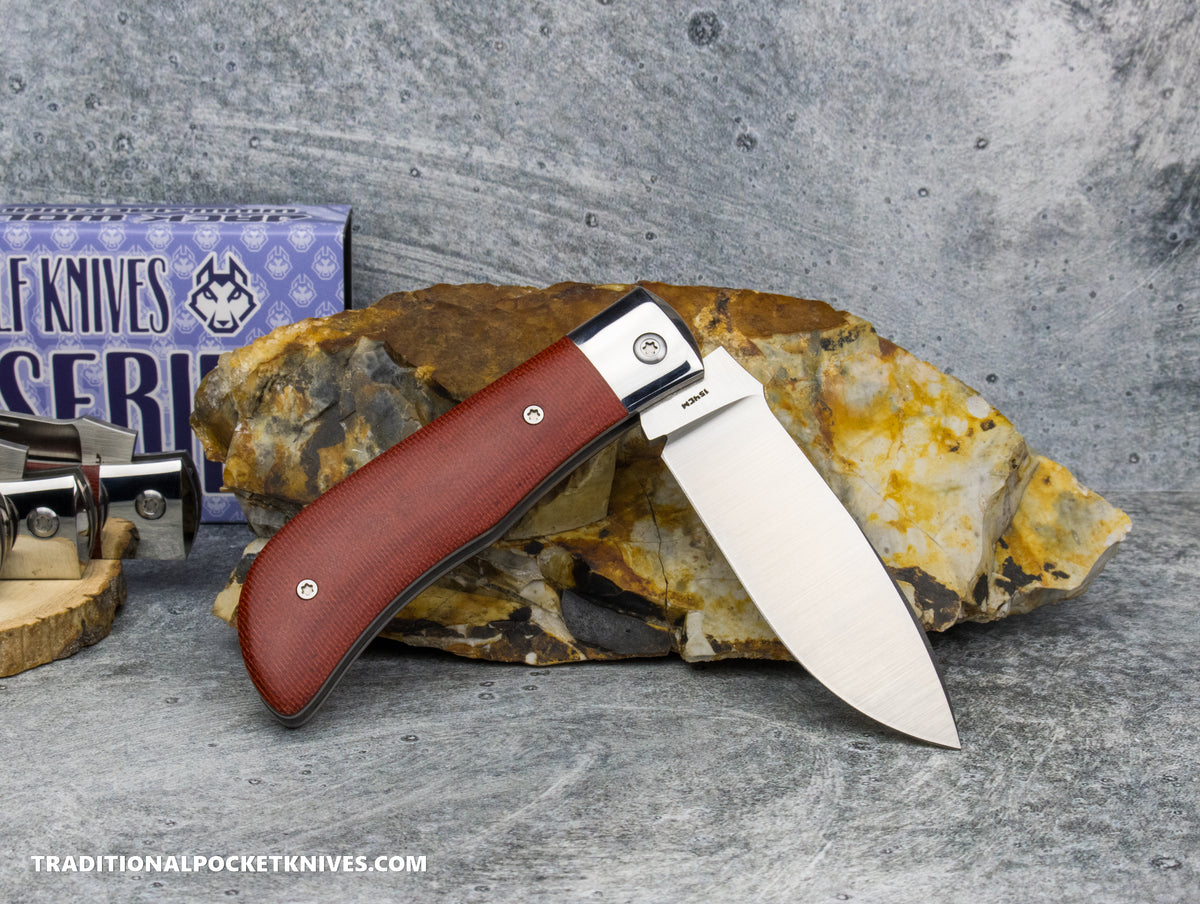 Jack Wolf Knives Timber Jack Fire Canvas Micarta - Steel Series