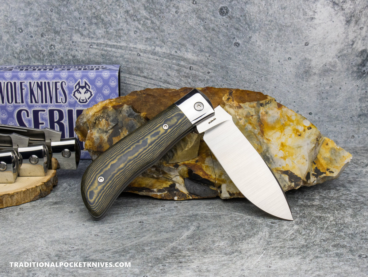 Jack Wolf Knives Timber Jack Blue Canyon & Maple Valley Richlite - Steel Series