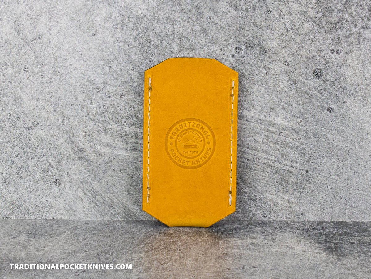 LIMITED RUN (1 of 25): C. Risner Cutlery Premium Logo Leather Knife Slip Custom Size - Gold Dust Buttero (Made for JWK Timberjack)