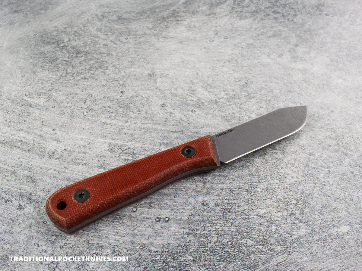 Very Good Knife Co. Pocket Doc - Red Canvas Micarta Stonewashed AEB-L Kydex Sheath