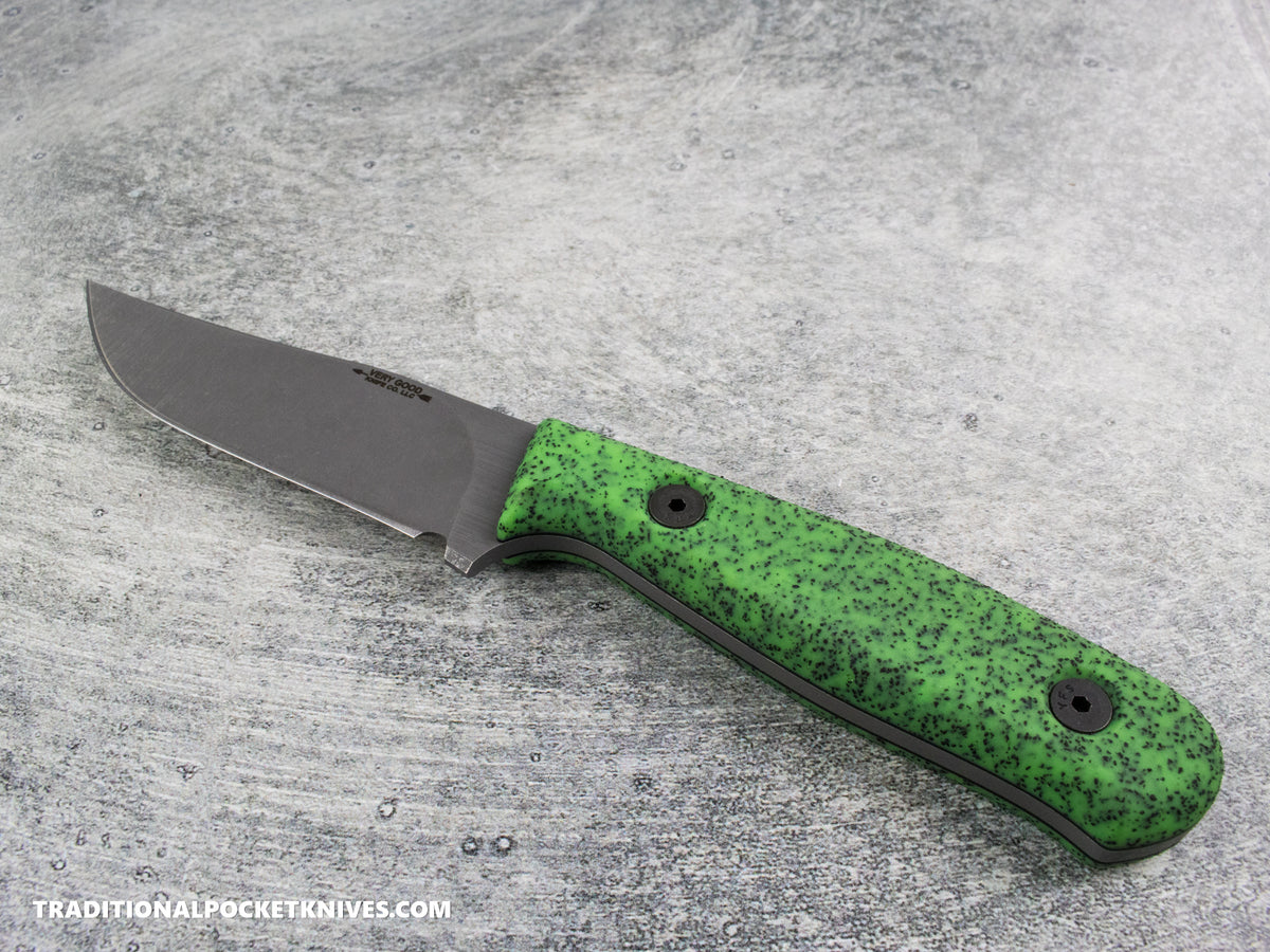 Very Good Knife Co. Revelation - GripX Green Glow Stonewashed AEB-L Kydex Sheath