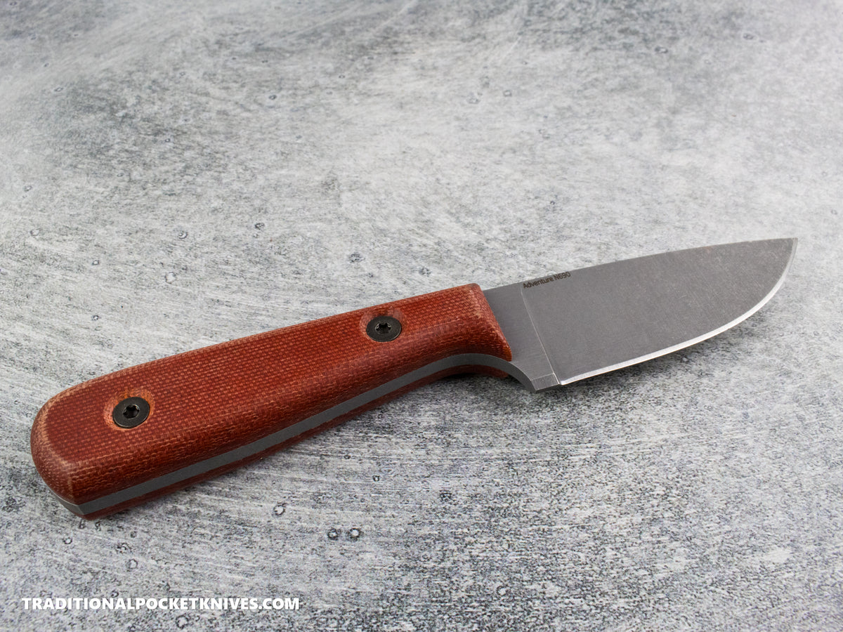 Very Good Knife Co. Adventure - Red Canvas Micarta Stonewashed N690 Kydex Sheath