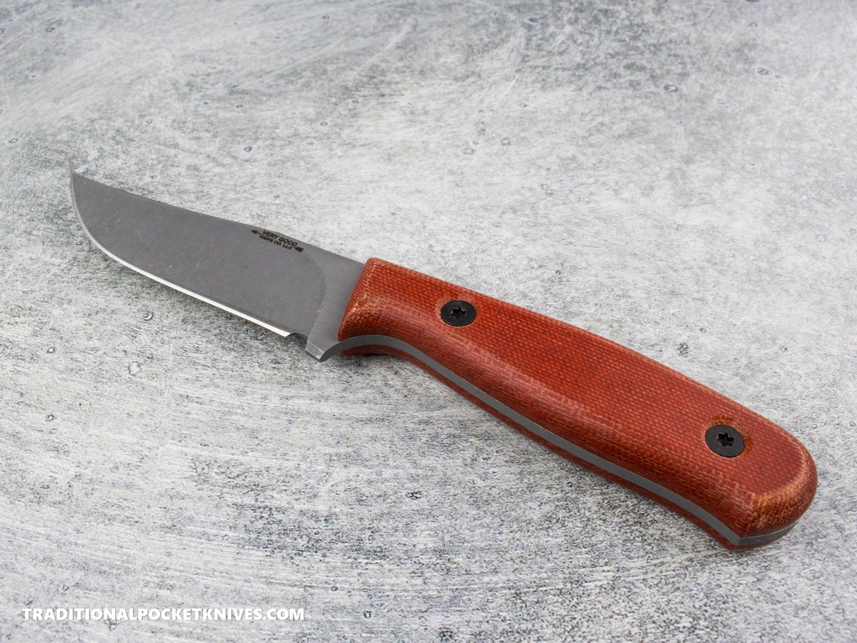 Very Good Knife Co. Revelation - Red Canvas Micarta Stonewashed AEB-L Kydex Sheath