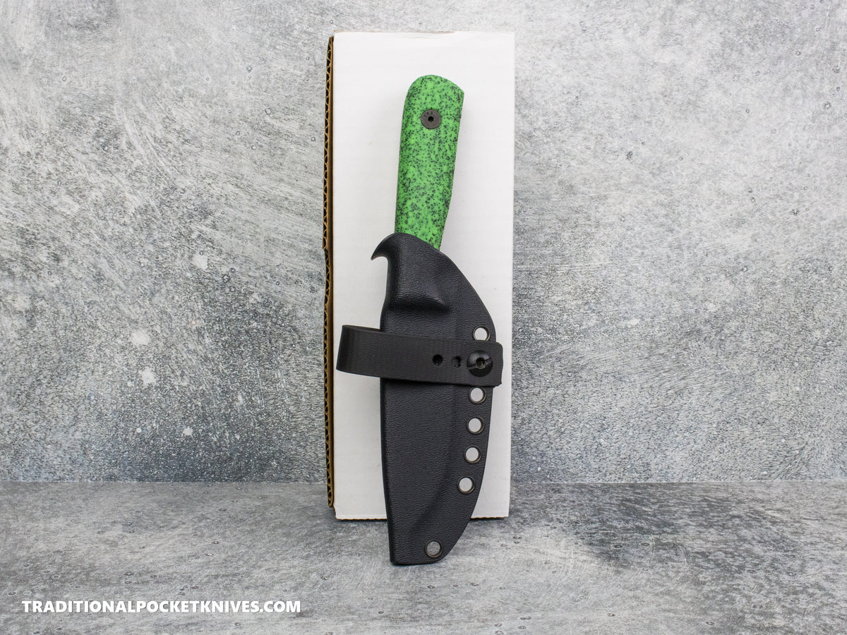 Very Good Knife Co. Hornet - GripX Green Glow Stonewashed AEB-L Kydex Sheath