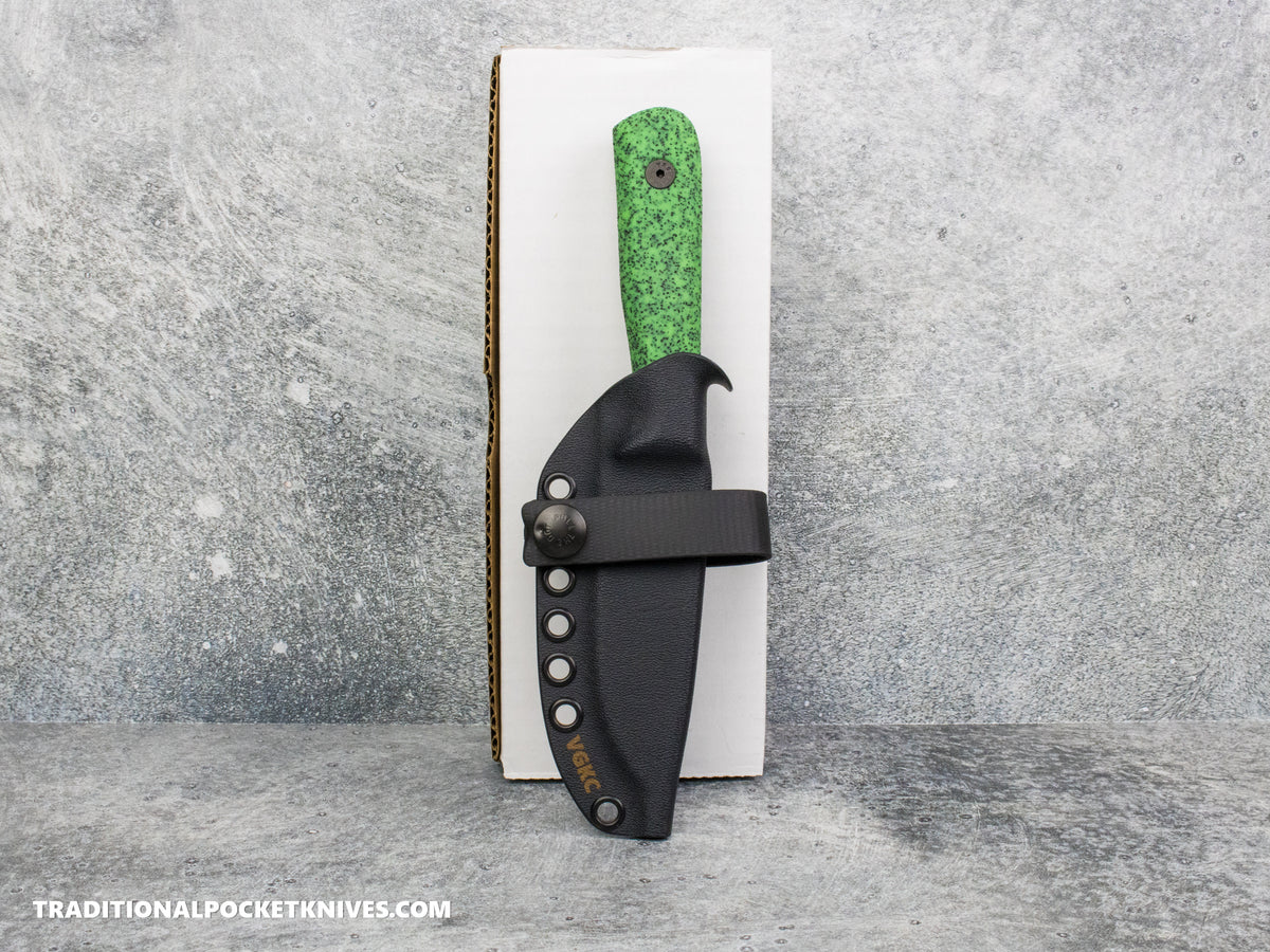 Very Good Knife Co. Hornet - GripX Green Glow Stonewashed AEB-L Kydex Sheath