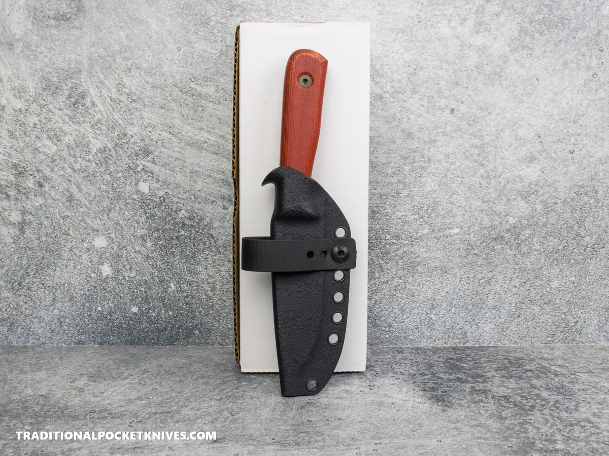 Very Good Knife Co. Hornet - Red Canvas Micarta Stonewashed AEB-L Kydex Sheath