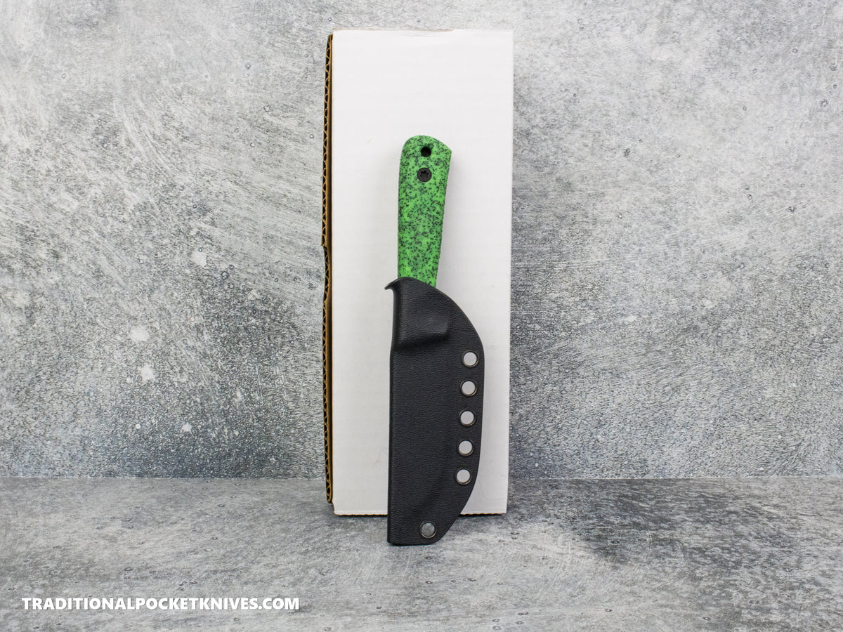 Very Good Knife Co. Pocket Doc - GripX Green Glow Stonewashed Nitro-V Kydex Sheath