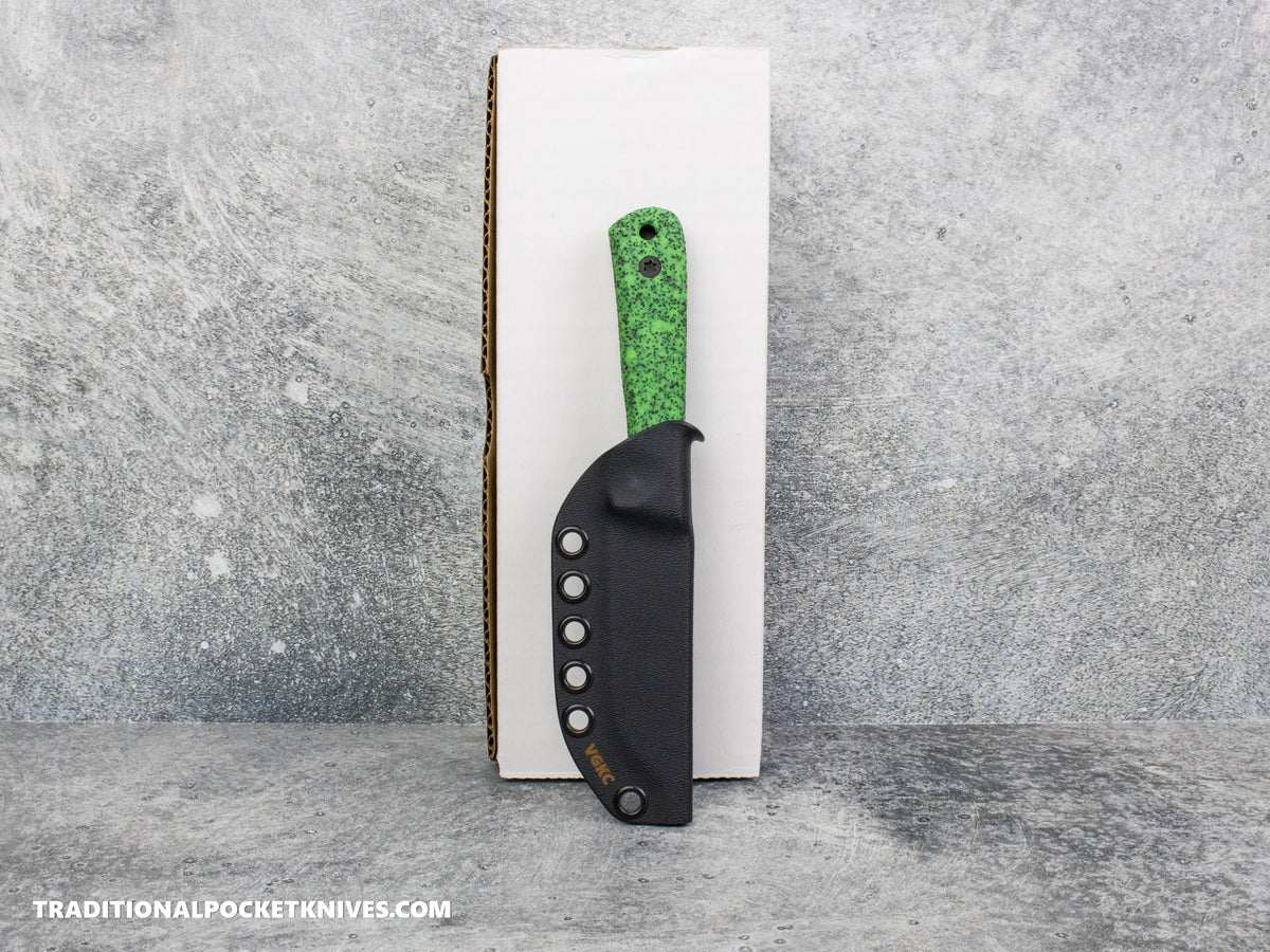 Very Good Knife Co. Pocket Doc - GripX Green Glow Stonewashed Nitro-V Kydex Sheath
